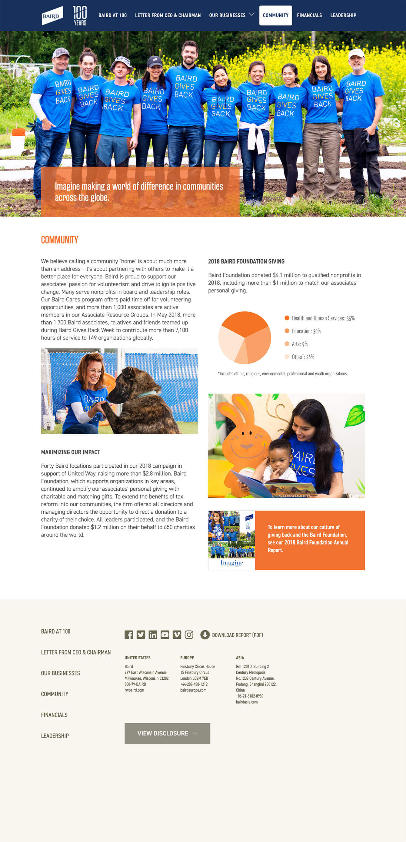 Baird 2018 Annual Report Community